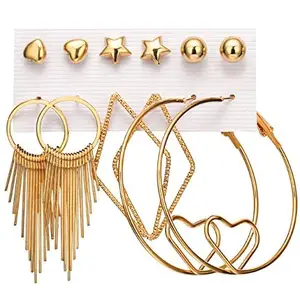 Karishma Kreations 6 Pairs Combo Set Celebrity Inspired Latest Stylish Gold Plated Hoop Crystal Pearl Stud Heart Butterfly Dangle Earrings for Women Girls