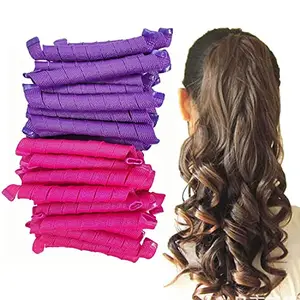SIYAA Combo Of 18 Pcs Magic Spiral Hair Curling Roller/Hair Curler/No Heat Hair Strips Roller/Heatless Curling Roller For Woman and Girls Pack Of 1
