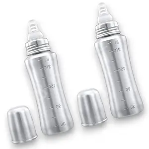 RB POINT Pack Of 2 Pure Stainless Steel Feeding Bottle With(240 Ml)And Spout Sipper New Born Baby/Toddlers/Infants For Drinks//Milk/Water