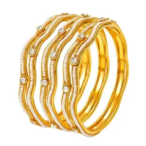 Handmade Silver Design Bangle Bracelet with Intricate Detailing for Women & Girls (Dezine-)