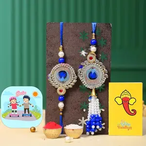 CraftVatika Magnet with Rakhi Gift for Brother Bhabhi, Rakhi Gift Combo for Bhaiya Bhabhi Couple Rakhi for Bhai Bhabhi Rakhi with Magnet, Fridge Magnet for Fridge Door Decor