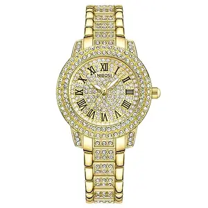 NIBOSI Women Wrist Watches Analog Rose Gold Dial and Band Women's Watch for Girls&Miss&Ladies Diamond Studded with Stylish Girlfriend Stainless Steel Watches
