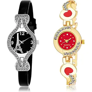 NEUTRON Fashion Analog Black and Red Color Dial Women Watch - G621-G441 (Pack of 2)