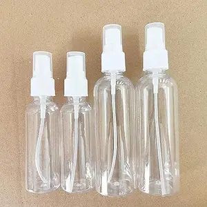 HEMSHIKA Empty Plastic Transparent Refillable Fine Mist Spray Bottle (50ml-2nos, 100ml-2nos) - Pack of 4 pcs