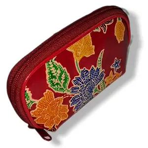 Leather Hand Pouch Bag for Women, Boat Shape Looks Hand Painted Wallet & Coin Purse,Type of Mini Wallet Bag for Women with Santiniketan Design.