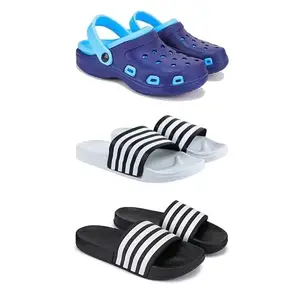 Lightweight Classic Clogs || Sandals with Slider for Men-Combo(3)-3019-3026-3024-7 Black (COMBO(3)-3019-3026-3024-7__BZ)