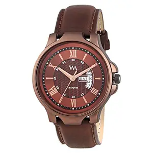 Watch Me Day Date Collection Analogue Brown Dial and Leather Strap Men's Watch
