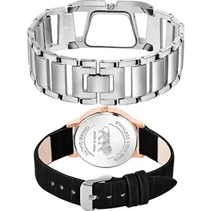 NEUTRON Formal Analog Silver and Black Color Dial Women Watch - G616-GM320 (Pack of 2)