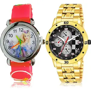 NIKOLA Designer Analog Red and Gold Color Dial Men Watch - BK78-(15-S-21) (Pack of 2)