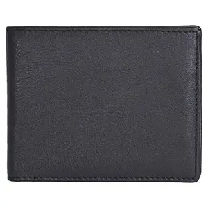 Leatherman Fashion LMN Genuine Leather Black Color Men's Bi-fold Wallet (3 Card Slots)
