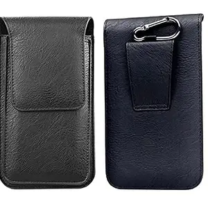 ConnectPoint 2 Pocket Pu Leather Belt Clip Case with Double Mobile Pocket Pouch Cover, Holster Belt Clip Case Magnetic Cover for vivo Y200 - Black