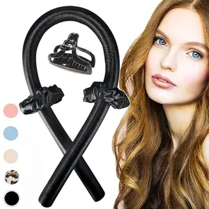 APOEM Heatless Hair Curler, Curling Rod Headband, Heatless Curls for Long Hair, No Heat Silk Curlers, Soft Sponge Hair Rollers, Curling Ribbon and Flexi Rods for Natural Hair (Black)