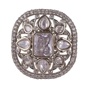 Saloni Fashion Jewellery Astonish Round and Oval Shape Gold Plated Adjustable Finger Ring For Women and Girls