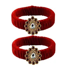Vidhya Kangan Red stone Brass Bangle Size (Free) sku-ban3585