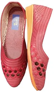 KING FOOTWEAR- Women And Girls Trendy Jutti | Material faux leather | Flat Comfortable Fancy & Attractive | Jutti Mojaris for Women (Red, 6)