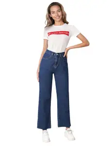 Visit the KOTTY Store KOTTY Womens High Waist Flared Fit Ankle Length Clean Look Denim Jeans