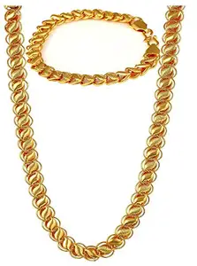Minprice 1 Gram Kohali Chain with Bracelet Gold Plated Chain for Men