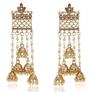 Shining Diva Fashion Gold Plated Latest Pearl Jhumka Jhumki Traditional Earrings for Women and Girls (10249er)