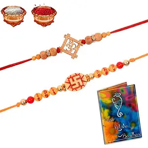 SINJARA® Pack Of 2 Set Dora Rakhi Combo Bracelet New Indian Designer For Brother Roli Chawal (D Of 220)