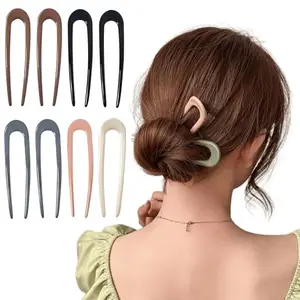 Chuppinz 8PCS French Pins for Hair, Hair Stick for Bun, Hair Styling Accessories for Women, U-Shaped Hair Pins for Daily Use, Special Occasions, Easy to Use, Plastic Resin Material