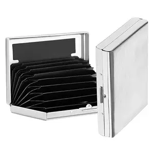 Stealodeal RFID Blocking Stainless Steel Silver Credit/Debit/ATM 10 Slot Card Holder for Men & Women