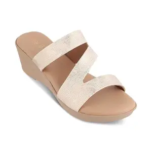 tresmode 240-SNIKE GOLD WOMEN CASUAL WEDGE SANDALS EU/38 UK/5
