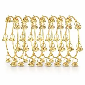 Shining Diva Fashion 8 Pcs Traditional Stylish Ghungroo Kashmiri Bangles Set for Women & Girls