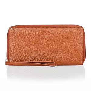 ADLER Women Casual Imported Genuine Leather Wallet - Regular Size (8 Card Slots) (TAN)