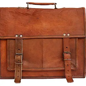 Vintage Fashion 15 Inch Laptop Bag Briefcase Satchel Bag Rustic Vintage Leather Messenger Bag.