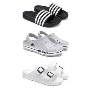 Lightweight Classic SliderSandals with Clogs for Men-Combo(3)-3024-3067-3113-8 White-703