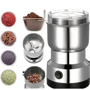 TECHNOWAYS SOLUTION Stainless Steel Multifunctional Electric Grinder & Coffee Maker - Mini Spice, Coffee, and Masala Grinder for Beans, Nuts - Mixer Grinder, (Small, Silver) 10L x 10W x 15H Cm