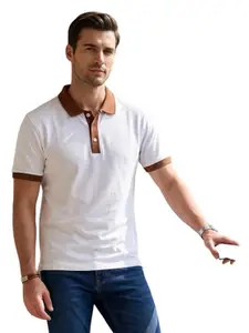 Men's Half Sleeves Pure Cotton Regular Fit Dual Tone Polo T-Shirt
