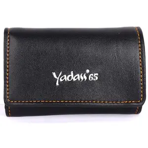 YADASS Pu-Leather Black Unisex Trifold Wallet with Key Holder (6 Key Holder)