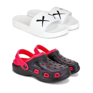 WINGSCRAFT-Lightweight Classic Clogs | Sandals |Slider Adjustable Back Strap for Men-Combo(2)-3029-3017-10 Red