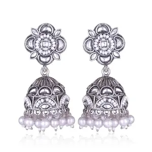 MEENAZ earrings for women fashion jhumka oxidised Silver Earrings for women Combo chandbali pearl chandbali stylish jhumkas traditional Earrings For girls South indian traditional Peacock Ear Rings
