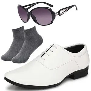 Vitoria Prefered Looks l Men White Lace Formal Shoes with Dark Gray Socks & Women Cheri Black/10