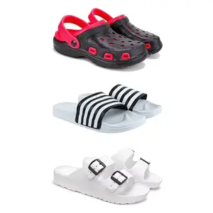 DRACKFOOT-Lightweight Classic Clogs || Sandals with Slider Adjustable Back Strap for Men-Combo(SP)-3017-3026-3113-10 White