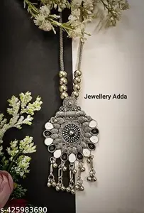 OXI Oxidised Round Chain Pendant Long Necklace For Girls and women's Design_72