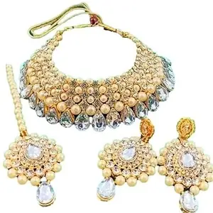 Kundan Choker Traditional Jewellery Necklace Set with Earrings for Women