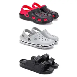 DRACKFOOT-Lightweight Classic Clogs || Sandals with Slider Adjustable Back Strap for Men-Combo(SP)-3017-3016-3115-8 Black