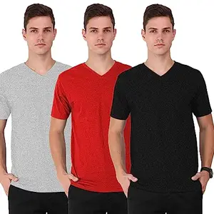 THE BLAZZE 0018 Men's V Neck T-Shirts for Men (X-Large, Combo_06)