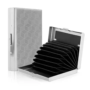 Stealodeal 10 Slot RFID Block Pattern Metal Credit Debit Card Holder Case Wallet for Men and Women