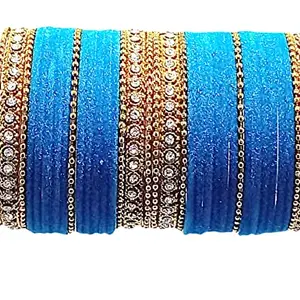 Mahakal glass and metal bangle set for women and girls (pack of 38) (2.6, SKY-BLUE)