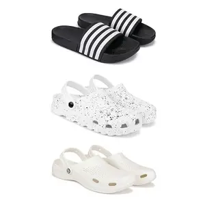 Lightweight Classic SliderSandals with Clogs for Men-Combo(3)-3024-3057-3147-9 White-448