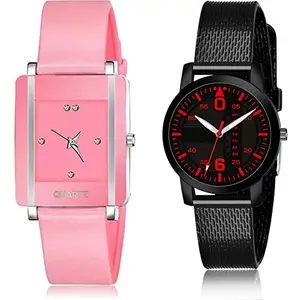 NEUTRON Quartz Analog Pink and Black Color Dial Women Watch - G14-(25-L-10) (Pack of 2)
