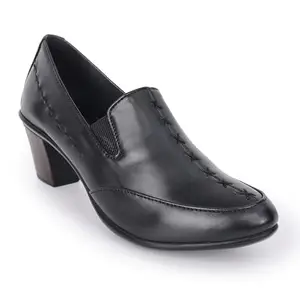 Padchin Womens Smart Casual Round Toe Block Heel Black Pumps | Formal and Casual Fashion sandal with Stiletto Heels | Ladies Comfortable and Fashionable Women Pump Shoes