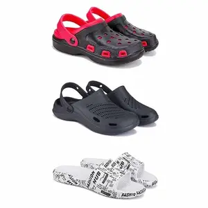 Lightweight Classic Clogs || Sandals with Slider Adjustable Back Strap for Men-Combo(3)-3017-3146-3104-8 White-3471