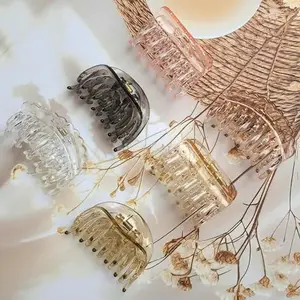 RHOSYN HAIR ACCESSORIES Set of 6 Multicolor Medium Hair Clutchers Non-slip Transparent Hair Claw Clips Semicircle Barrettes Hair Styling Accessories, Acrylic Banana Juda Clips for Women/Girls