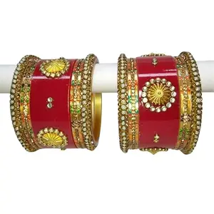 AAPESHWAR Plastic Beautiful Traitional Chudas/Bangle Set for Women and Girls (Red, 2.8) (Pack of 22) (BGG 25)