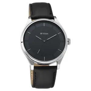 Visit the Titan Store Titan Workwear Quartz Analog Black Dial Black Leather Strap Watch for Men - NT1802SL11